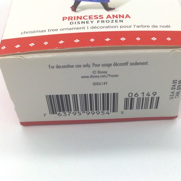 Disney frozen princess anna ornament in box 2015 hallmark 3.5” Christmas tree - Picture 3 of 6